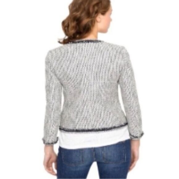 J Crew Terrazzo Fringe Trim Linen Blend Tweed Blazer size 8 New - Picture 5 of 11